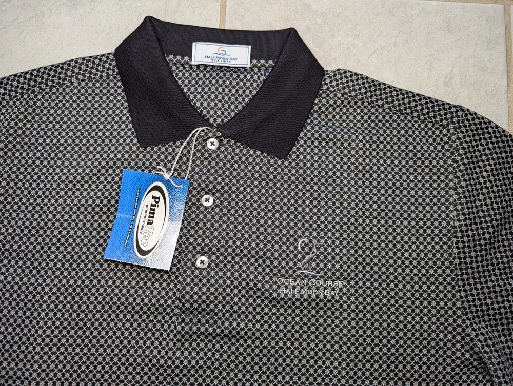 Half Moon Bay Golf Links Men's Medium Ocean Course Polo Golf Shirt Geo Stretch